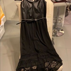 A Byer black faux leather & sheer lined dress